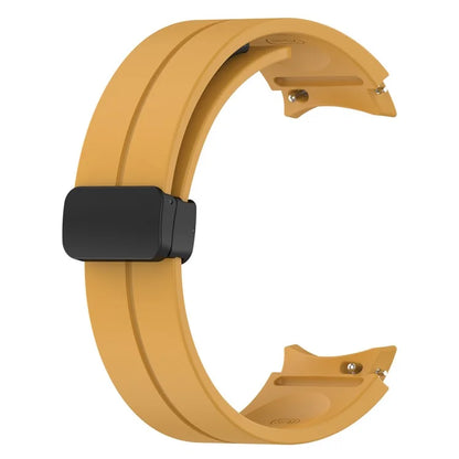 For Samsung Galaxy Watch7 40mm Replacement Band Magnetic Folding Black Buckle Silicone Strap