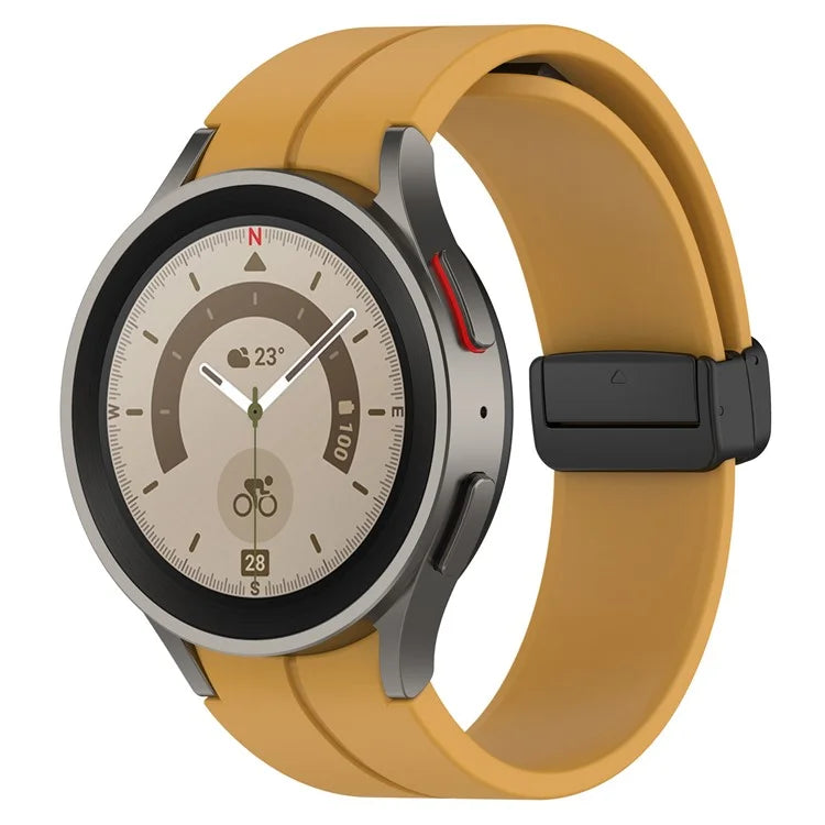 For Samsung Galaxy Watch7 40mm Replacement Band Magnetic Folding Black Buckle Silicone Strap