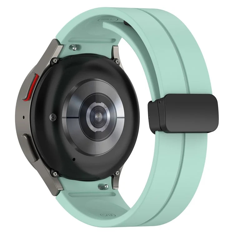 For Samsung Galaxy Watch7 40mm Replacement Band Magnetic Folding Black Buckle Silicone Strap