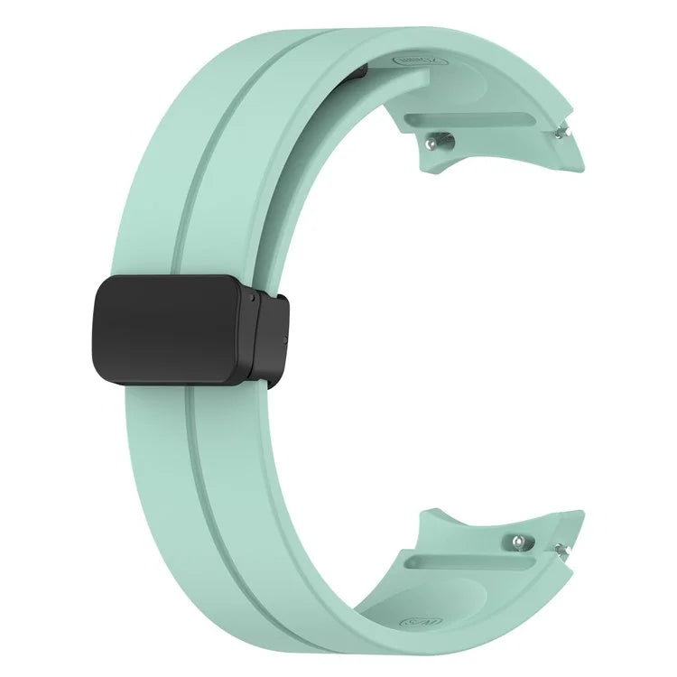 For Samsung Galaxy Watch7 40mm Replacement Band Magnetic Folding Black Buckle Silicone Strap