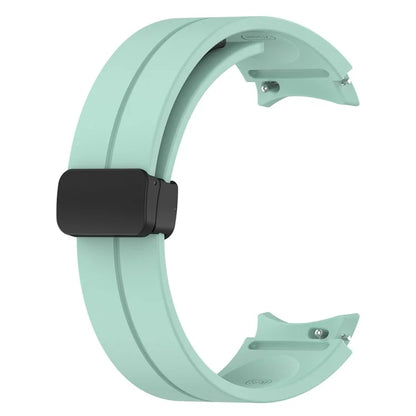 For Samsung Galaxy Watch7 40mm Replacement Band Magnetic Folding Black Buckle Silicone Strap