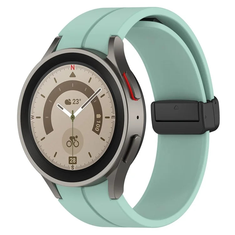 For Samsung Galaxy Watch7 40mm Replacement Band Magnetic Folding Black Buckle Silicone Strap
