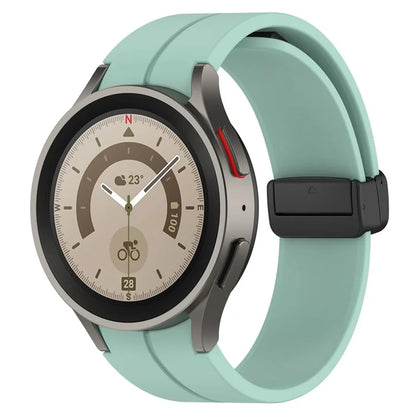 For Samsung Galaxy Watch7 40mm Replacement Band Magnetic Folding Black Buckle Silicone Strap