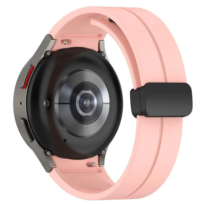 For Samsung Galaxy Watch7 40mm Replacement Band Magnetic Folding Black Buckle Silicone Strap