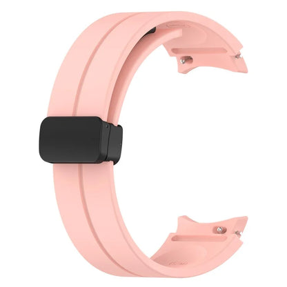 For Samsung Galaxy Watch7 40mm Replacement Band Magnetic Folding Black Buckle Silicone Strap