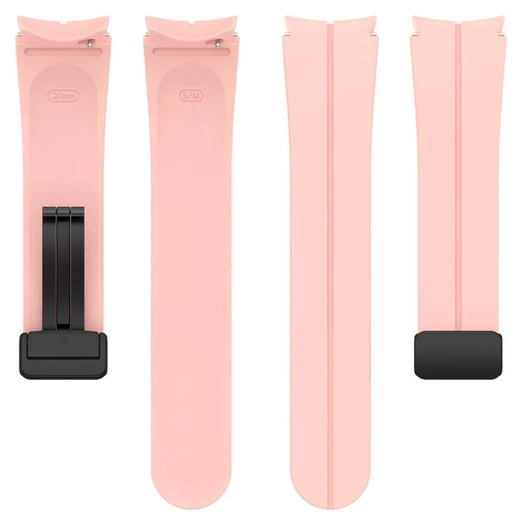 For Samsung Galaxy Watch7 40mm Replacement Band Magnetic Folding Black Buckle Silicone Strap