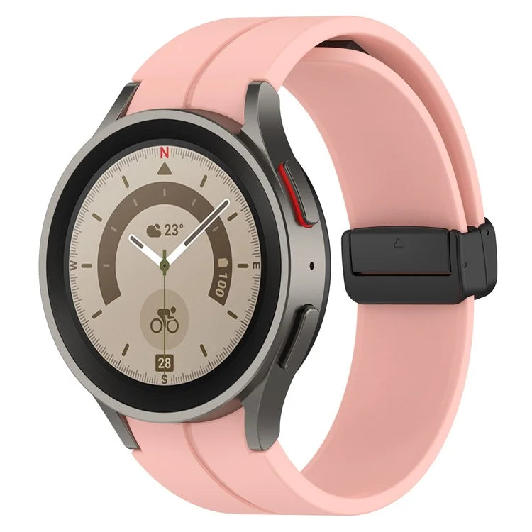 For Samsung Galaxy Watch7 40mm Replacement Band Magnetic Folding Black Buckle Silicone Strap