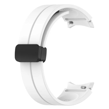 For Samsung Galaxy Watch7 40mm Replacement Band Magnetic Folding Black Buckle Silicone Strap