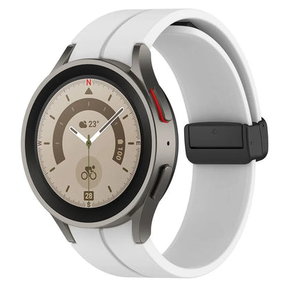 For Samsung Galaxy Watch7 40mm Replacement Band Magnetic Folding Black Buckle Silicone Strap