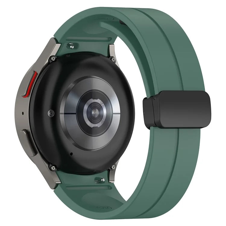 For Samsung Galaxy Watch7 40mm Replacement Band Magnetic Folding Black Buckle Silicone Strap