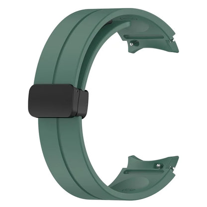 For Samsung Galaxy Watch7 40mm Replacement Band Magnetic Folding Black Buckle Silicone Strap