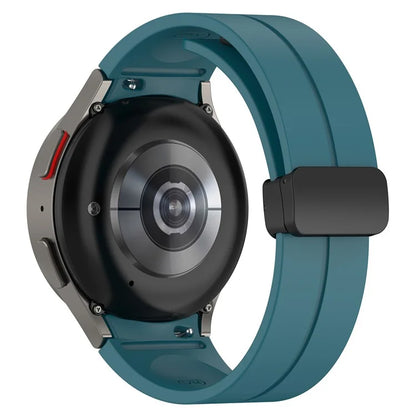 For Samsung Galaxy Watch7 40mm Replacement Band Magnetic Folding Black Buckle Silicone Strap