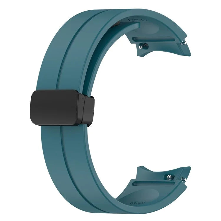 For Samsung Galaxy Watch7 40mm Replacement Band Magnetic Folding Black Buckle Silicone Strap