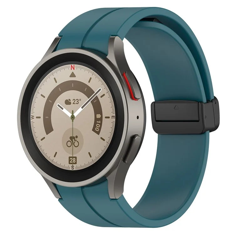 For Samsung Galaxy Watch7 40mm Replacement Band Magnetic Folding Black Buckle Silicone Strap