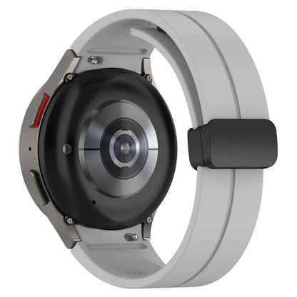 For Samsung Galaxy Watch7 40mm Replacement Band Magnetic Folding Black Buckle Silicone Strap
