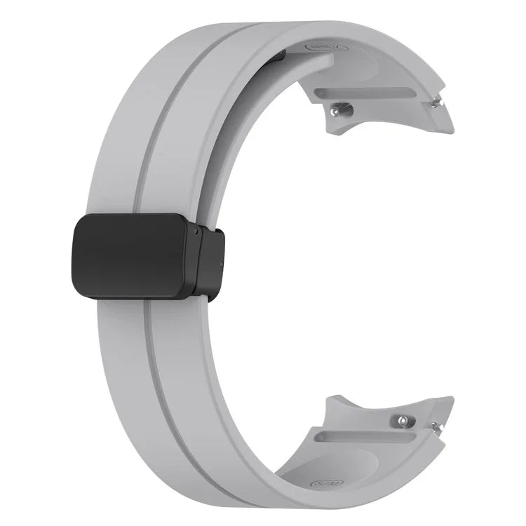 For Samsung Galaxy Watch7 40mm Replacement Band Magnetic Folding Black Buckle Silicone Strap