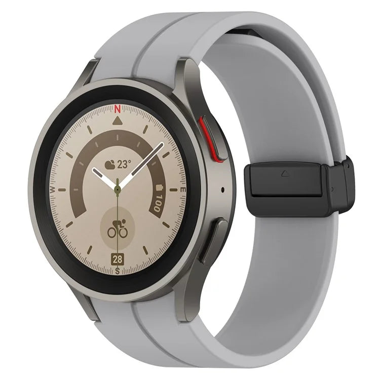 For Samsung Galaxy Watch7 40mm Replacement Band Magnetic Folding Black Buckle Silicone Strap