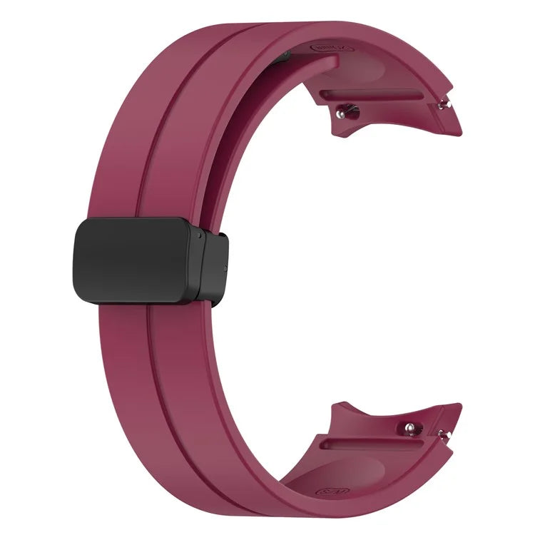 For Samsung Galaxy Watch7 40mm Replacement Band Magnetic Folding Black Buckle Silicone Strap