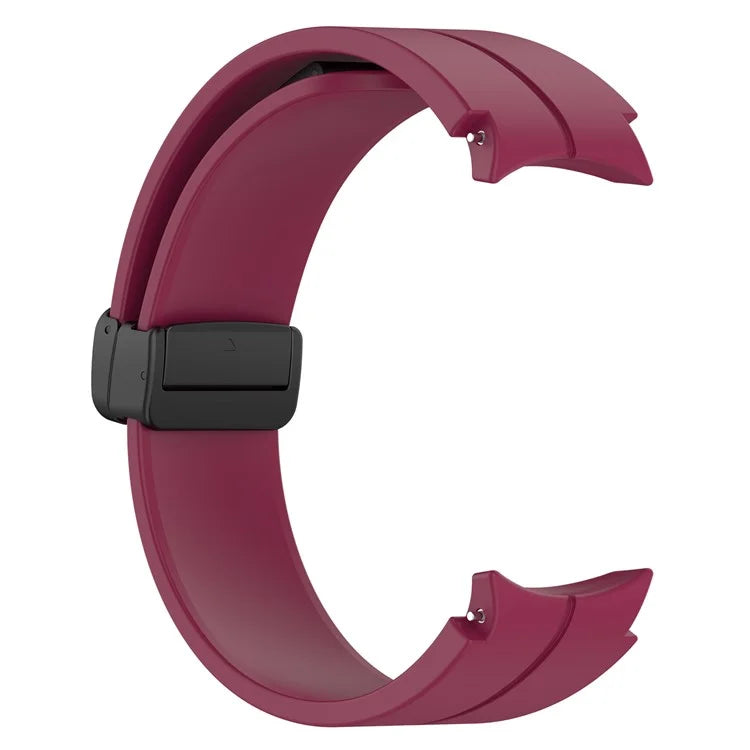 For Samsung Galaxy Watch7 40mm Replacement Band Magnetic Folding Black Buckle Silicone Strap