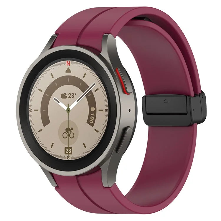 For Samsung Galaxy Watch7 40mm Replacement Band Magnetic Folding Black Buckle Silicone Strap
