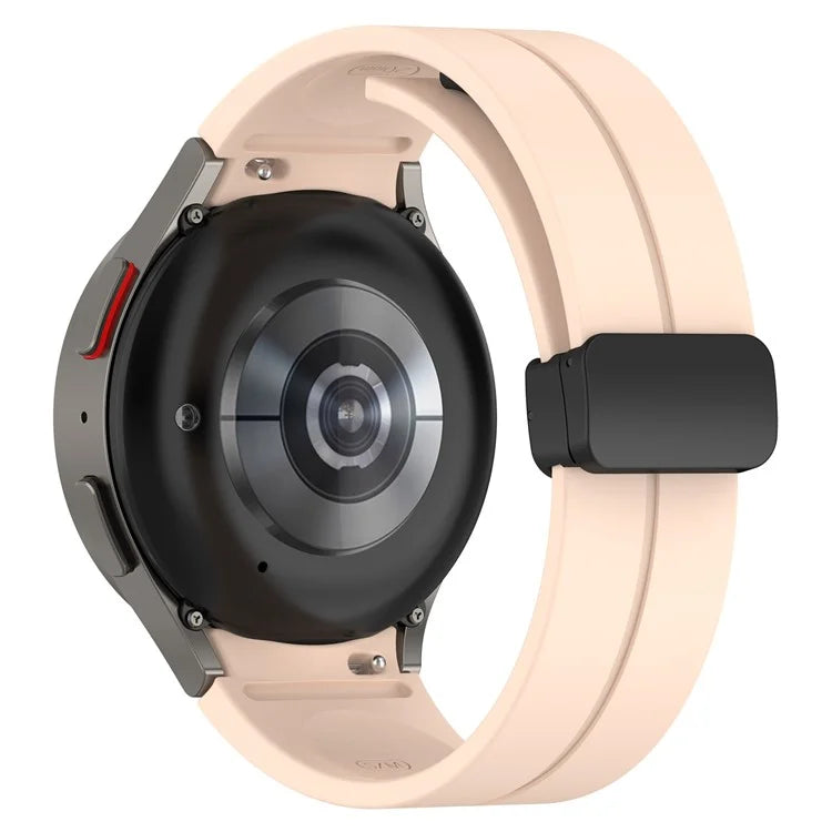 For Samsung Galaxy Watch7 40mm Replacement Band Magnetic Folding Black Buckle Silicone Strap