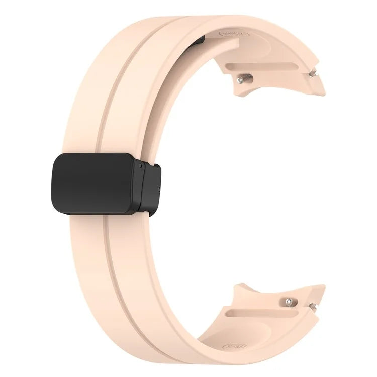 For Samsung Galaxy Watch7 40mm Replacement Band Magnetic Folding Black Buckle Silicone Strap