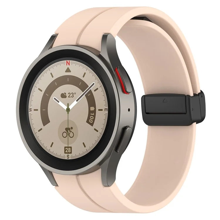 For Samsung Galaxy Watch7 40mm Replacement Band Magnetic Folding Black Buckle Silicone Strap