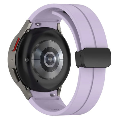 For Samsung Galaxy Watch7 40mm Replacement Band Magnetic Folding Black Buckle Silicone Strap