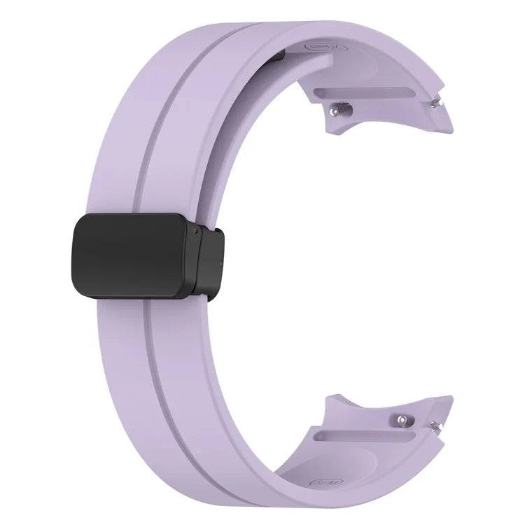 For Samsung Galaxy Watch7 40mm Replacement Band Magnetic Folding Black Buckle Silicone Strap