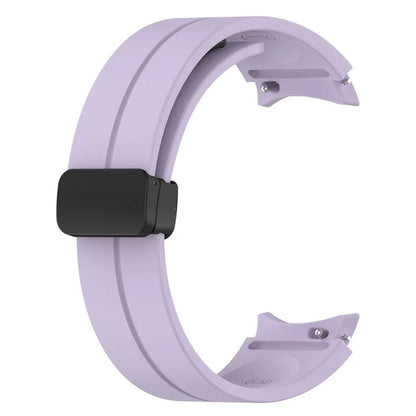 For Samsung Galaxy Watch7 40mm Replacement Band Magnetic Folding Black Buckle Silicone Strap