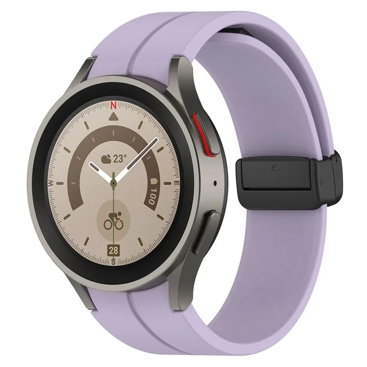 For Samsung Galaxy Watch7 40mm Replacement Band Magnetic Folding Black Buckle Silicone Strap
