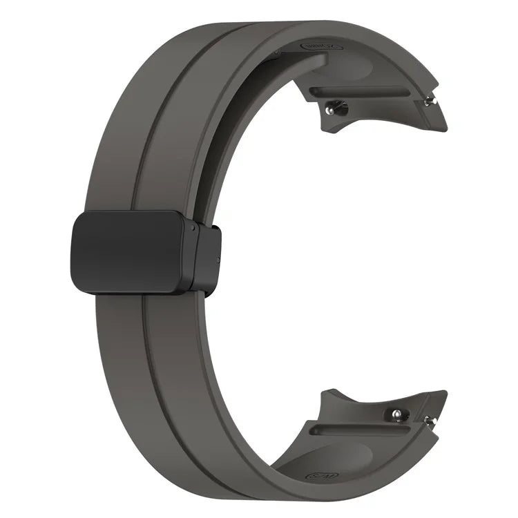 For Samsung Galaxy Watch7 40mm Replacement Band Magnetic Folding Black Buckle Silicone Strap
