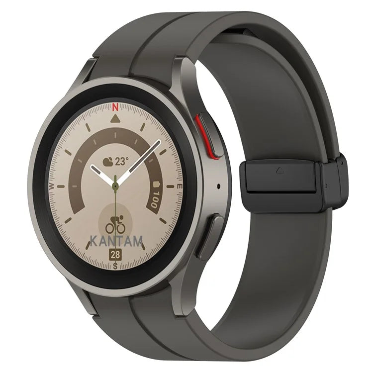For Samsung Galaxy Watch7 40mm Replacement Band Magnetic Folding Black Buckle Silicone Strap