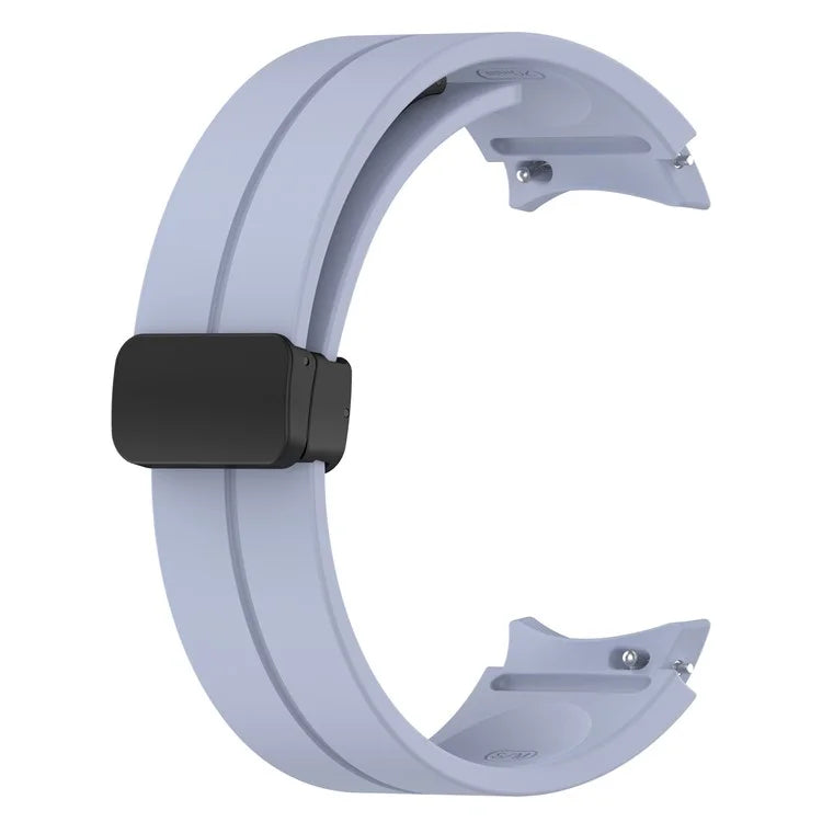 For Samsung Galaxy Watch7 40mm Replacement Band Magnetic Folding Black Buckle Silicone Strap