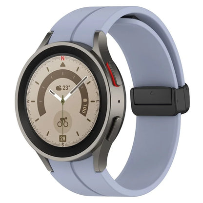 For Samsung Galaxy Watch7 40mm Replacement Band Magnetic Folding Black Buckle Silicone Strap