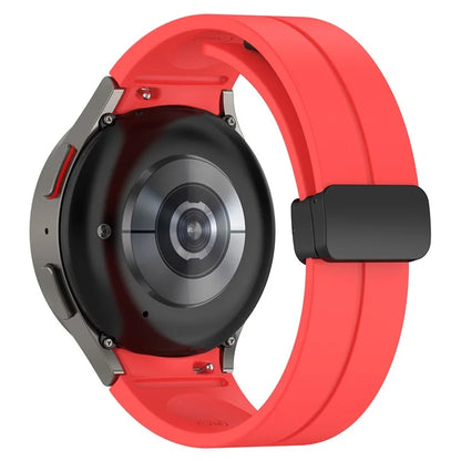 For Samsung Galaxy Watch7 40mm Replacement Band Magnetic Folding Black Buckle Silicone Strap