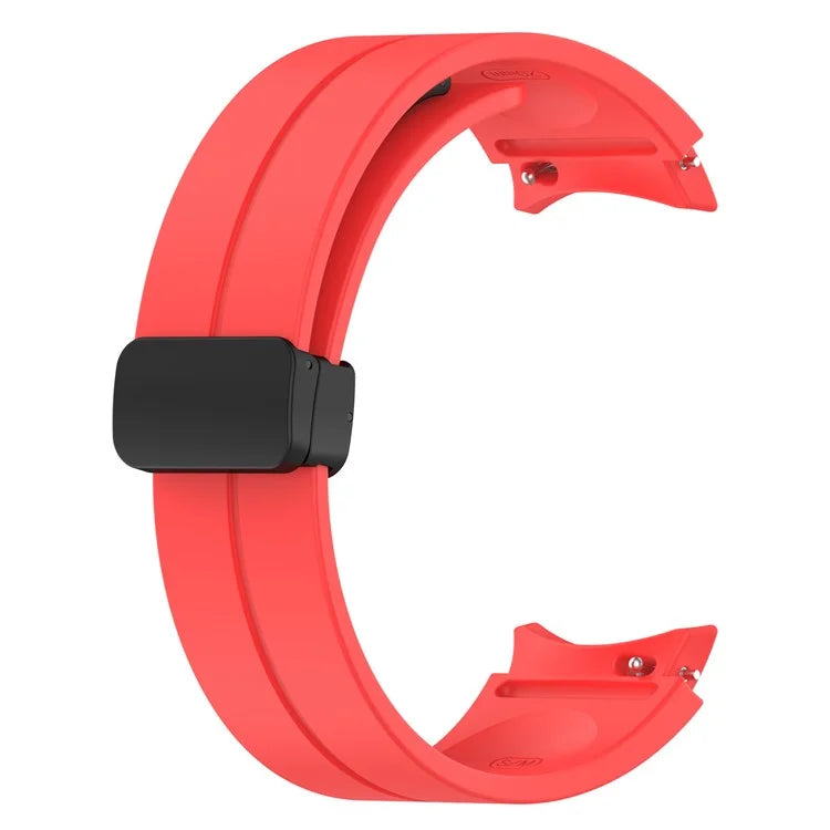 For Samsung Galaxy Watch7 40mm Replacement Band Magnetic Folding Black Buckle Silicone Strap