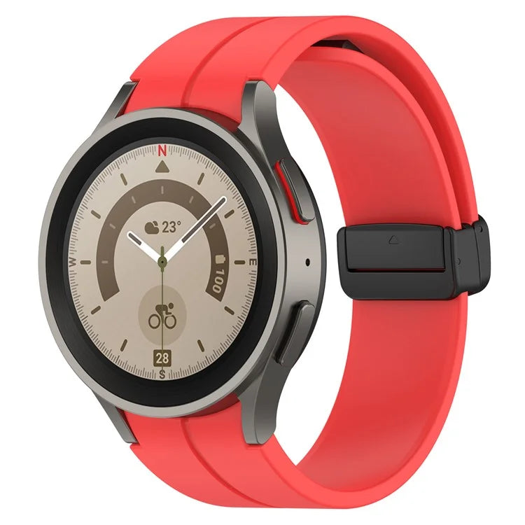 For Samsung Galaxy Watch7 40mm Replacement Band Magnetic Folding Black Buckle Silicone Strap