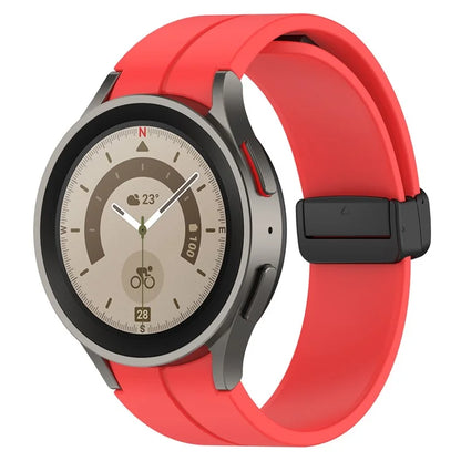 For Samsung Galaxy Watch7 40mm Replacement Band Magnetic Folding Black Buckle Silicone Strap