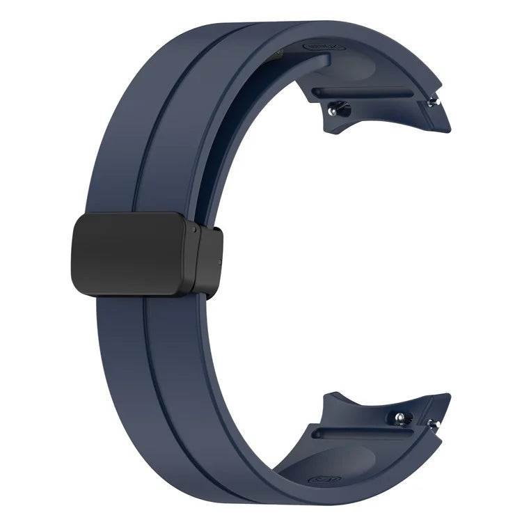 For Samsung Galaxy Watch7 40mm Replacement Band Magnetic Folding Black Buckle Silicone Strap