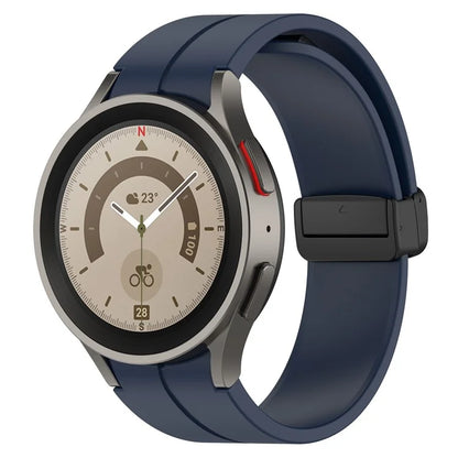 For Samsung Galaxy Watch7 40mm Replacement Band Magnetic Folding Black Buckle Silicone Strap