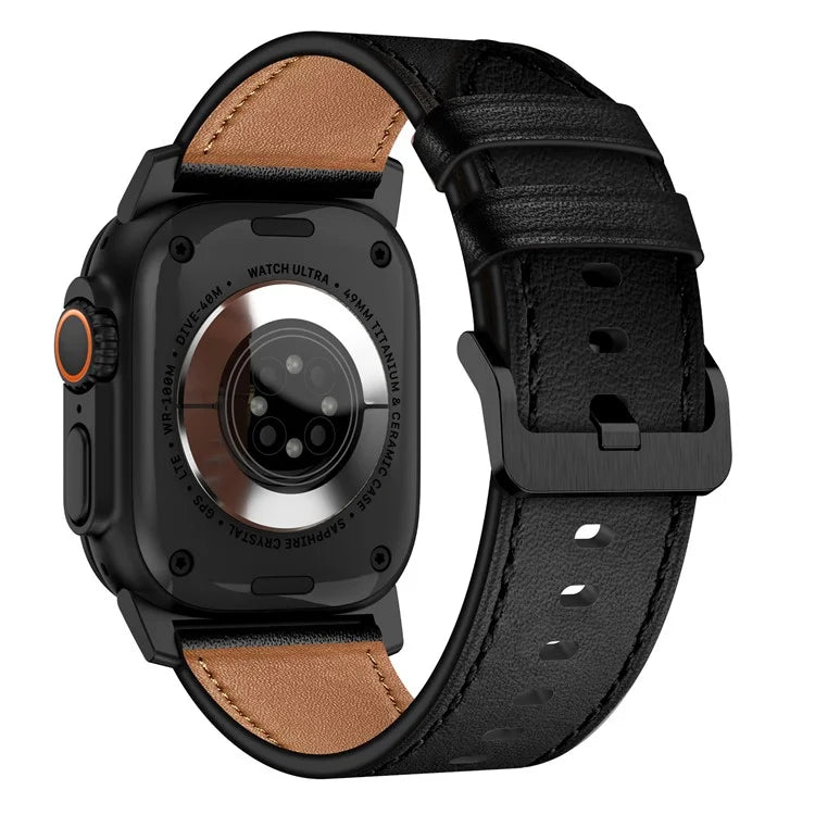 For Apple Watch 10 46mm / Ultra 2 / Ultra 49mm / 9 8 7 45mm / SE (2023) SE (2022) SE 6 5 4 44mm / 3 2 1 42mm Genuine Cow Leather Band
