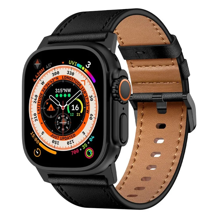 For Apple Watch 10 46mm / Ultra 2 / Ultra 49mm / 9 8 7 45mm / SE (2023) SE (2022) SE 6 5 4 44mm / 3 2 1 42mm Genuine Cow Leather Band
