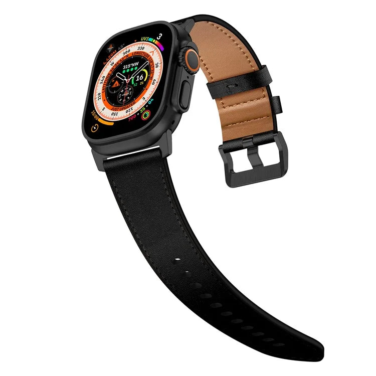 For Apple Watch 10 46mm / Ultra 2 / Ultra 49mm / 9 8 7 45mm / SE (2023) SE (2022) SE 6 5 4 44mm / 3 2 1 42mm Genuine Cow Leather Band