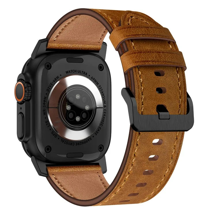 For Apple Watch 10 46mm / Ultra 2 / Ultra 49mm / 9 8 7 45mm / SE (2023) SE (2022) SE 6 5 4 44mm / 3 2 1 42mm Genuine Cow Leather Band