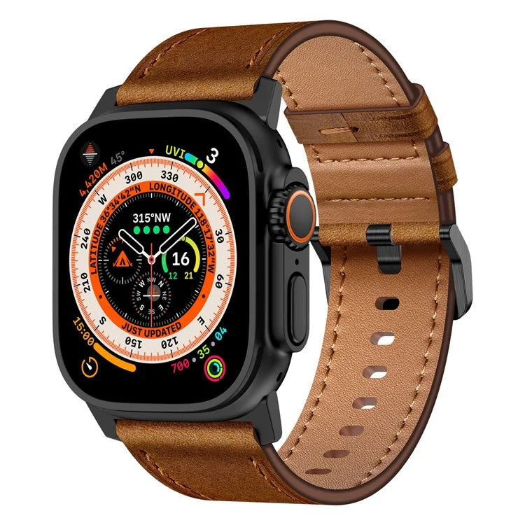 For Apple Watch 10 46mm / Ultra 2 / Ultra 49mm / 9 8 7 45mm / SE (2023) SE (2022) SE 6 5 4 44mm / 3 2 1 42mm Genuine Cow Leather Band