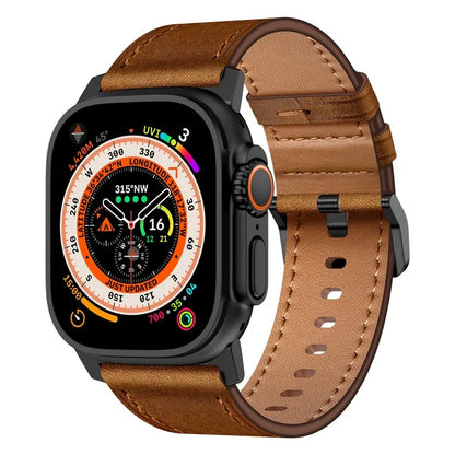 For Apple Watch 10 46mm / Ultra 2 / Ultra 49mm / 9 8 7 45mm / SE (2023) SE (2022) SE 6 5 4 44mm / 3 2 1 42mm Genuine Cow Leather Band