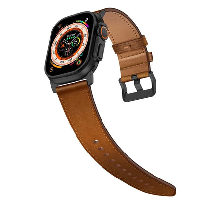 For Apple Watch 10 46mm / Ultra 2 / Ultra 49mm / 9 8 7 45mm / SE (2023) SE (2022) SE 6 5 4 44mm / 3 2 1 42mm Genuine Cow Leather Band