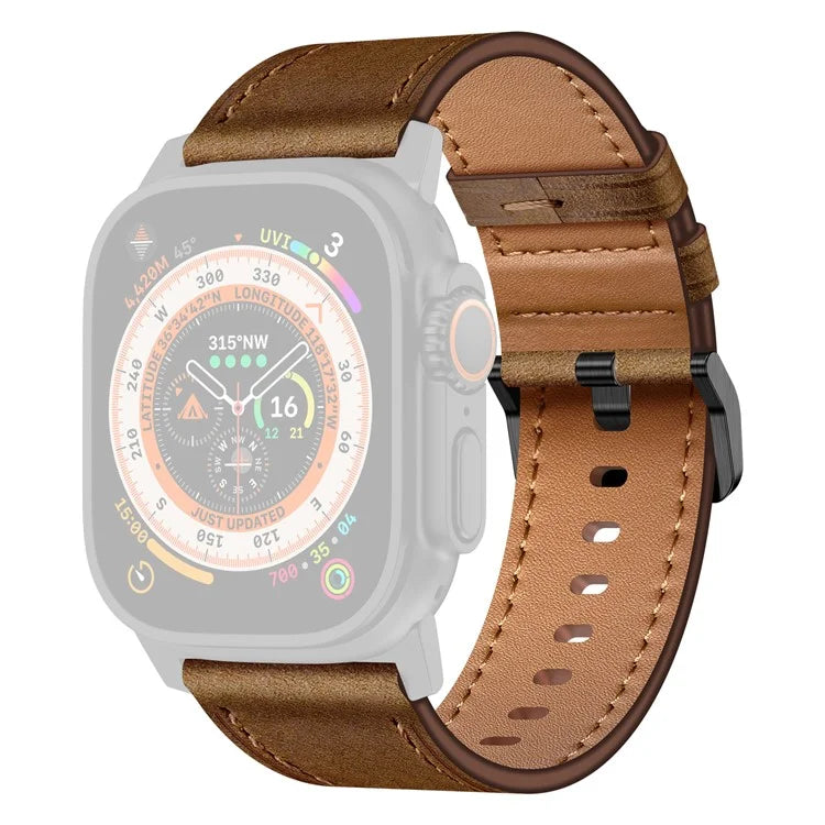 For Apple Watch 10 46mm / Ultra 2 / Ultra 49mm / 9 8 7 45mm / SE (2023) SE (2022) SE 6 5 4 44mm / 3 2 1 42mm Genuine Cow Leather Band