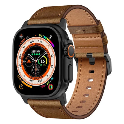 For Apple Watch 10 46mm / Ultra 2 / Ultra 49mm / 9 8 7 45mm / SE (2023) SE (2022) SE 6 5 4 44mm / 3 2 1 42mm Genuine Cow Leather Band